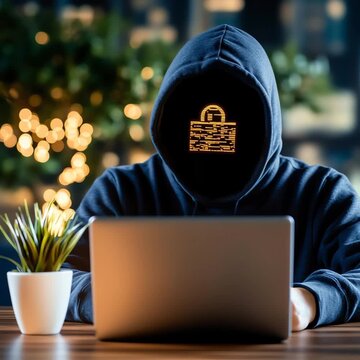 Data Security Awareness. Anonymous hacker typing code at night. Cyber Threats. symbolizing increased cybersecurity risks