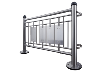 metallic sidewalk barrier isolated on a transparent or white background