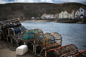 Looking across the harbour at Staithes in Yorkshire
