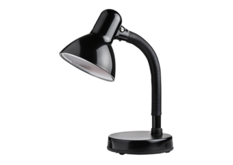 Modern black desk lamp, isolated on a transparent or white background