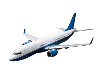 Modern jet airplane, isolated on a transparent or white background