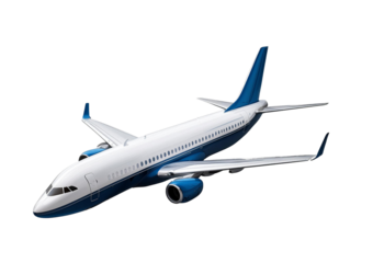 Modern jet airplane, isolated on a transparent or white background