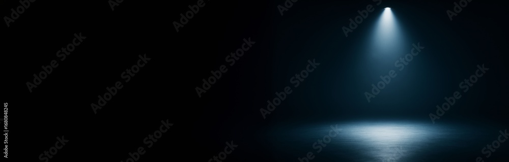 Aufkleber dark empty background with single spotlight illuminating floor in moody studio setting for advertisi