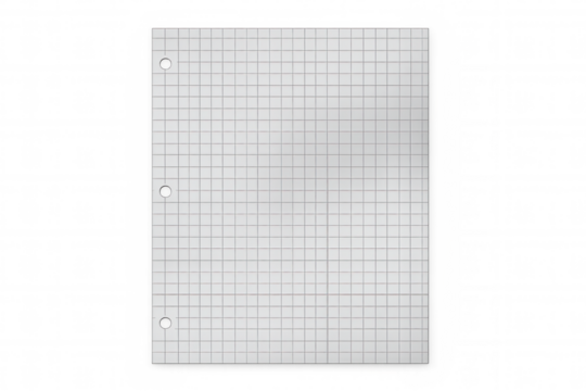 Transparent squared paper with binder holes, showcasing clean design for academic and professional graphic layouts - Powered by Adobe
