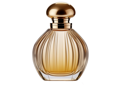 Perfume in elegant container Isolated on Transparent or White Background.