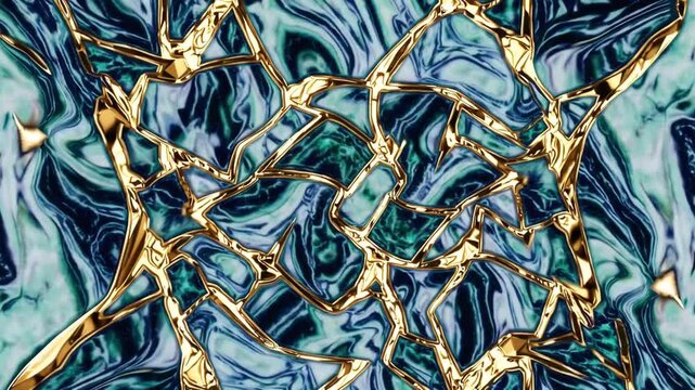 seamless abstract pattern with modern design featuring marble, agate, gold mosaic, art deco wallpaper, artificial stone texture, and blue-green marbled tile
