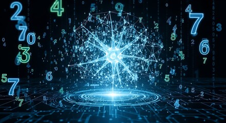 Abstract Digital Numbers and Data Visualization.