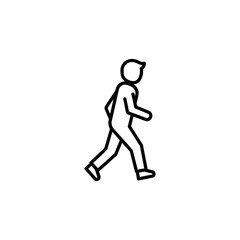 A stylized figure plays an acoustic guitar while walking.