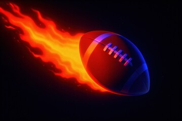 Fototapeta premium Neon flaming football graphic. Ideal for digital campaigns, esports design, bold posters and youth marketing 