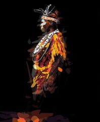 Fototapeta premium Abstract Digital Painting Of A Person In Traditional African Attire With Colorful Patterns clothing