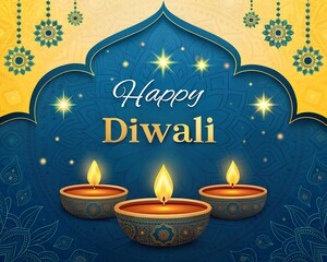 Creative Diwali background illustration, Diwali decorative diya illustration, Happy Diwali post design, Diwali or Dipavali festival, Colorful happy Diwali social media post