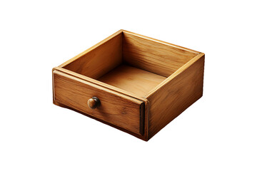Open Empty Wooden Drawer Isolated on a Transparent Background