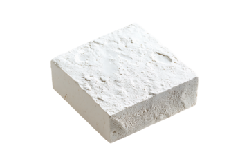 Rough White Concrete Block Isolated on a Transparent Background