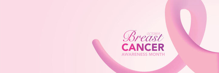 October breast cancer emblem sign for awareness month with pink ribbon symbol