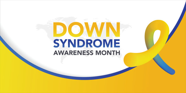 World down syndrome awareness month bannner with a hearts filled ribbon shape. realistic vector illustration - Powered by Adobe