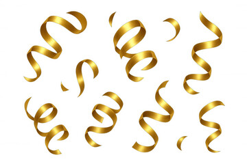 Golden ribbons cascading over translucent surface, representing festive decorative element for celebratory events and holiday designs