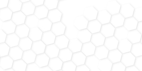 Naklejka premium Abstract background with hexagon, modern abstract vector polygonal pattern. Futuristic honeycomb mosaic white background,white and gray hexagon honeycomb geometric copy space.