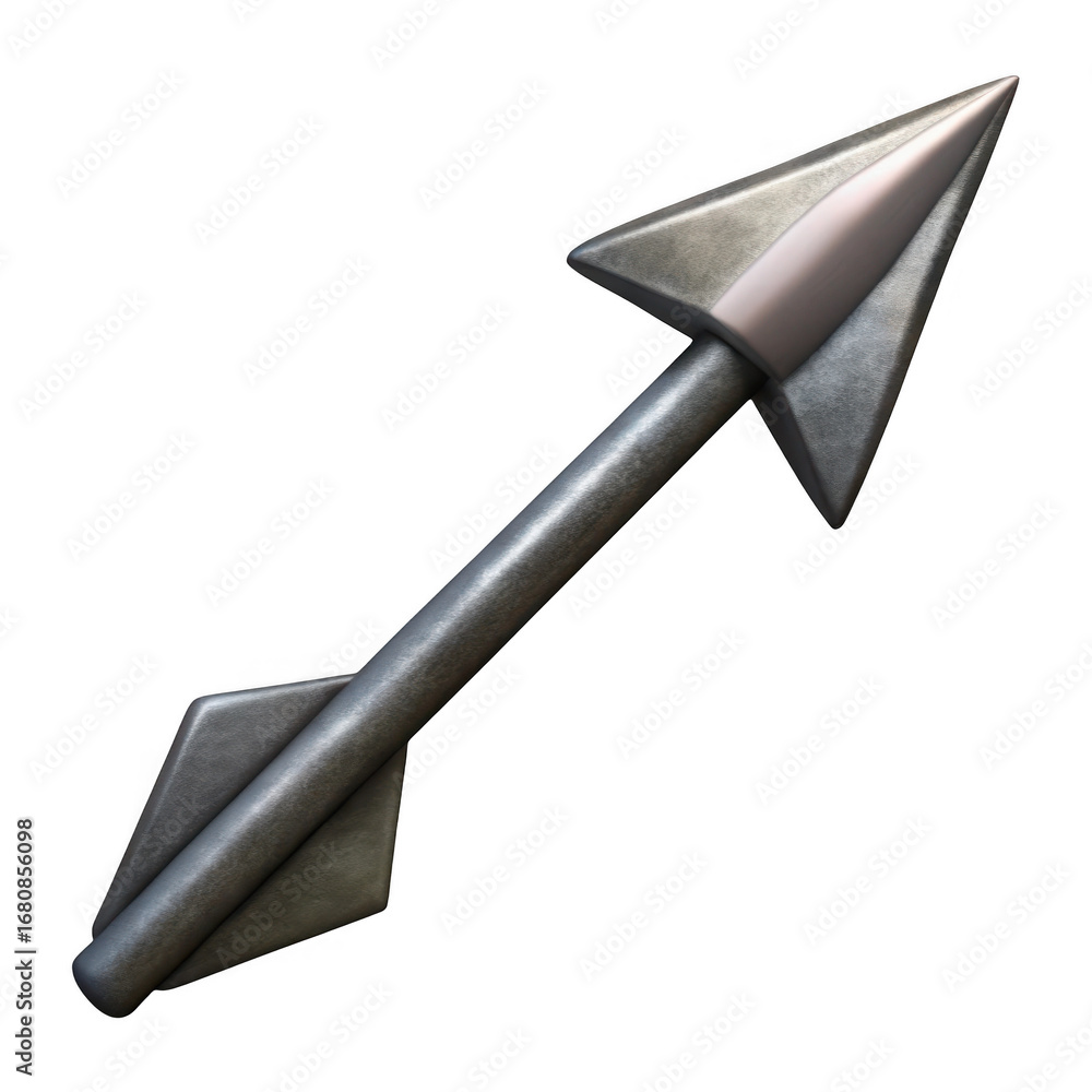 Poster 3d metal arrow with sharp point isolated on transparent background