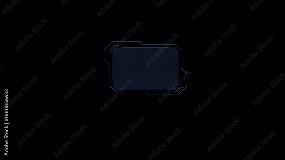 Aufkleber futuristic hud element with blue lines on black background, sci-fi interface display