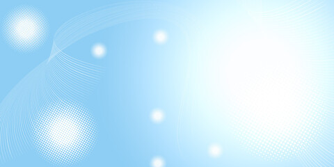 Curves lines and circles dots with Abstract light blue background. Wallpaper, graphic illustrations and copy space