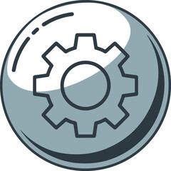 Gray Settings Button Icon with Gear – Configuration and Tools Symbol Vector Illustration