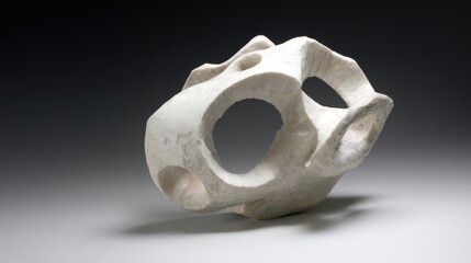 Abstract White Marble Sculpture with Organic Openings and Smooth Curves artistic background