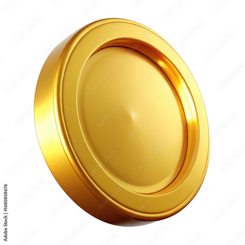 Poster 3d golden coin with embossed edge isolated on transparent background