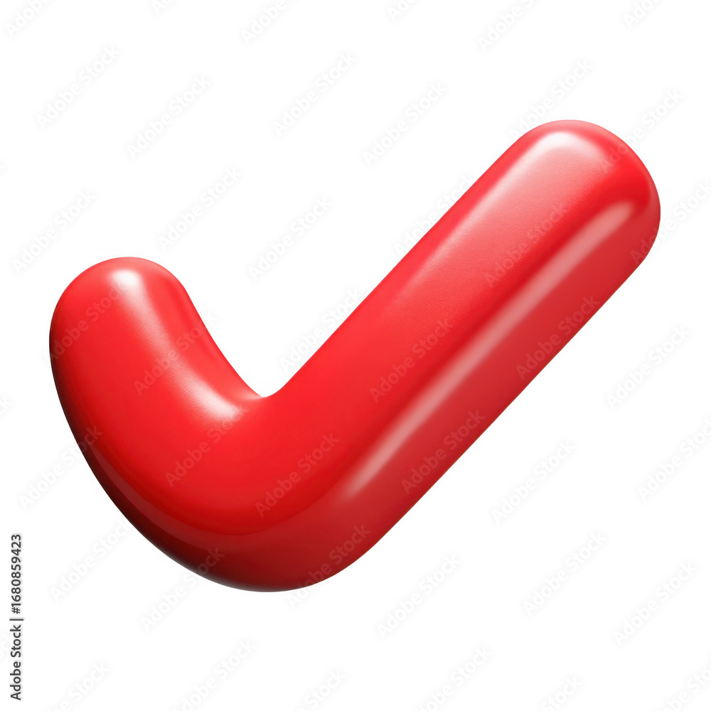 Poster 3d red check mark symbol isolated on transparent background