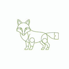 Fototapeta premium Minimalist line art illustration of a fox standing gracefully, showcasing its features and stylized anatomy on a plain background