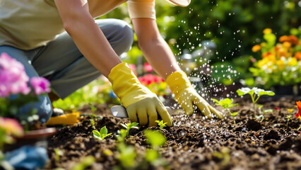 gardening man in his lawn