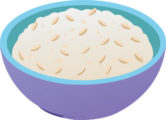 Rice bowl filled with white rice, set against a plain white background