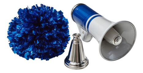 Cheerleading Megaphone and Pom Pom on Transparent Background