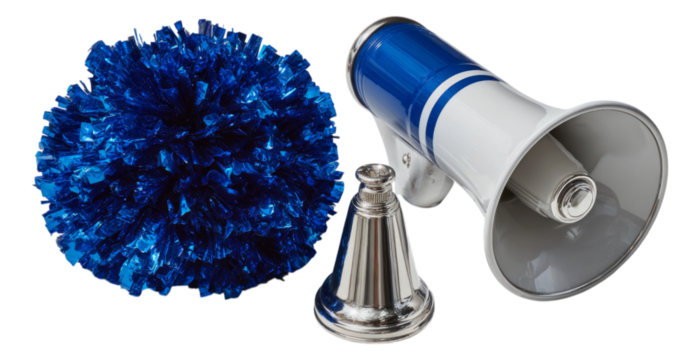 Cheerleading Megaphone and Pom Pom on Transparent Background