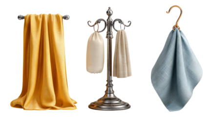 Elegant Fabric Textiles in Various Colors Hanging on a Stand