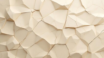 Abstract 3D stone wall texture with irregular polygon shapes in beige and white tones. Perfect for backgrounds, design, and architecture visuals