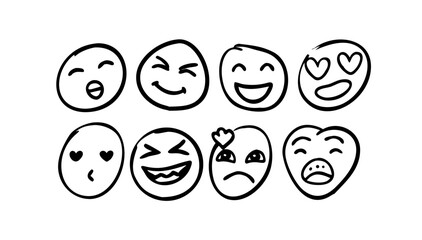 Black Hand Drawing of a Smiling Face Emoji doodle hand drawn