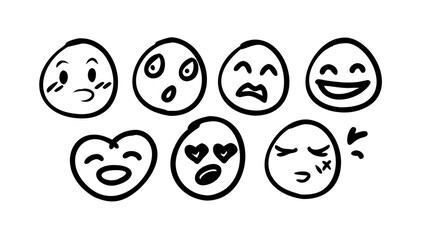 Black Hand Drawn Emoji Collection doodle icons