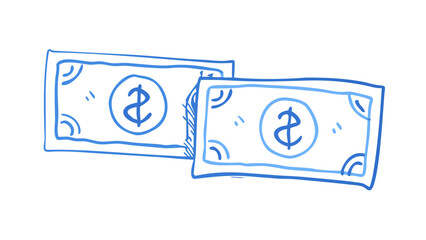 Blue dollar bills doodle money currency