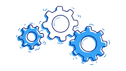 Blue gears with dark outlines dark blue mechanical