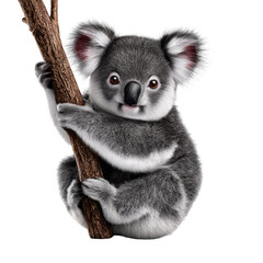 Obraz premium Cute and Adorable Koala Holding onto a Tree Branch in Natural Habitat Exuding Charm and Playfulness