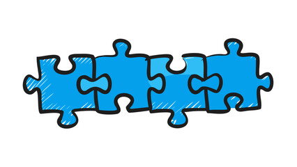 Blue puzzle pieces connected jigsaw teamwork