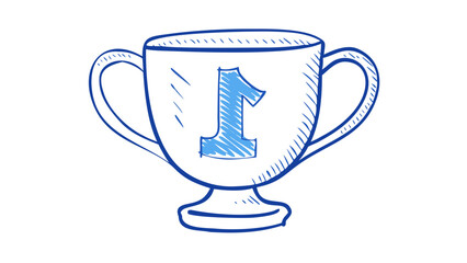 Blue trophy with number one award winner