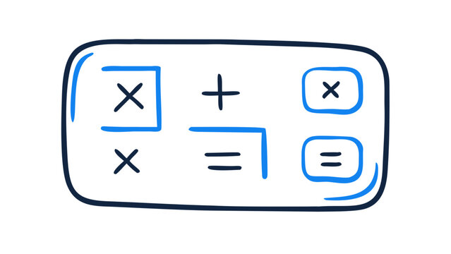 Blue mathematical symbols and boxes plus minus