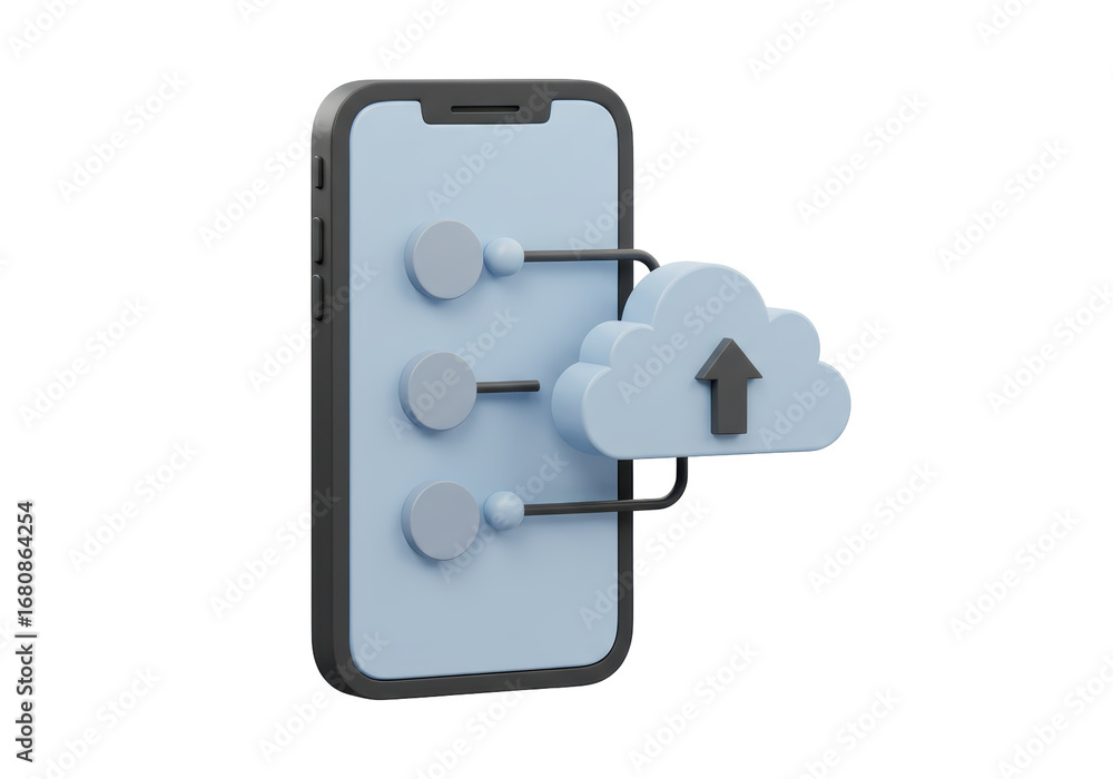 Aufkleber isolated smartphone cloud upload communication concept for secure data storage or online file transf