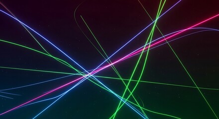 Luminous Chaos A Vibrant Network of Intersecting Neon Light Streaks.