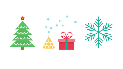 Christmas icons tree gift snowflake christmas tree