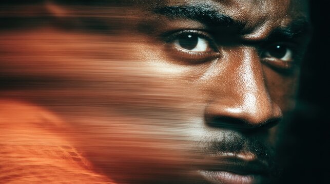 Intense African American Man with Motion Blur