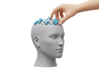 Isolated mind improvement brain enhancement head jigsaw pieces mental health solutions