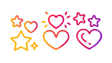 Colorful Hearts and Stars Icons gradient