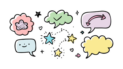 Colorful speech bubbles and stars dialogue communication